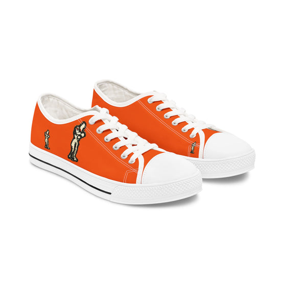 InTense – Women’s Abstract Figure Low-Top Canvas Sneakers – Dark Orange Background