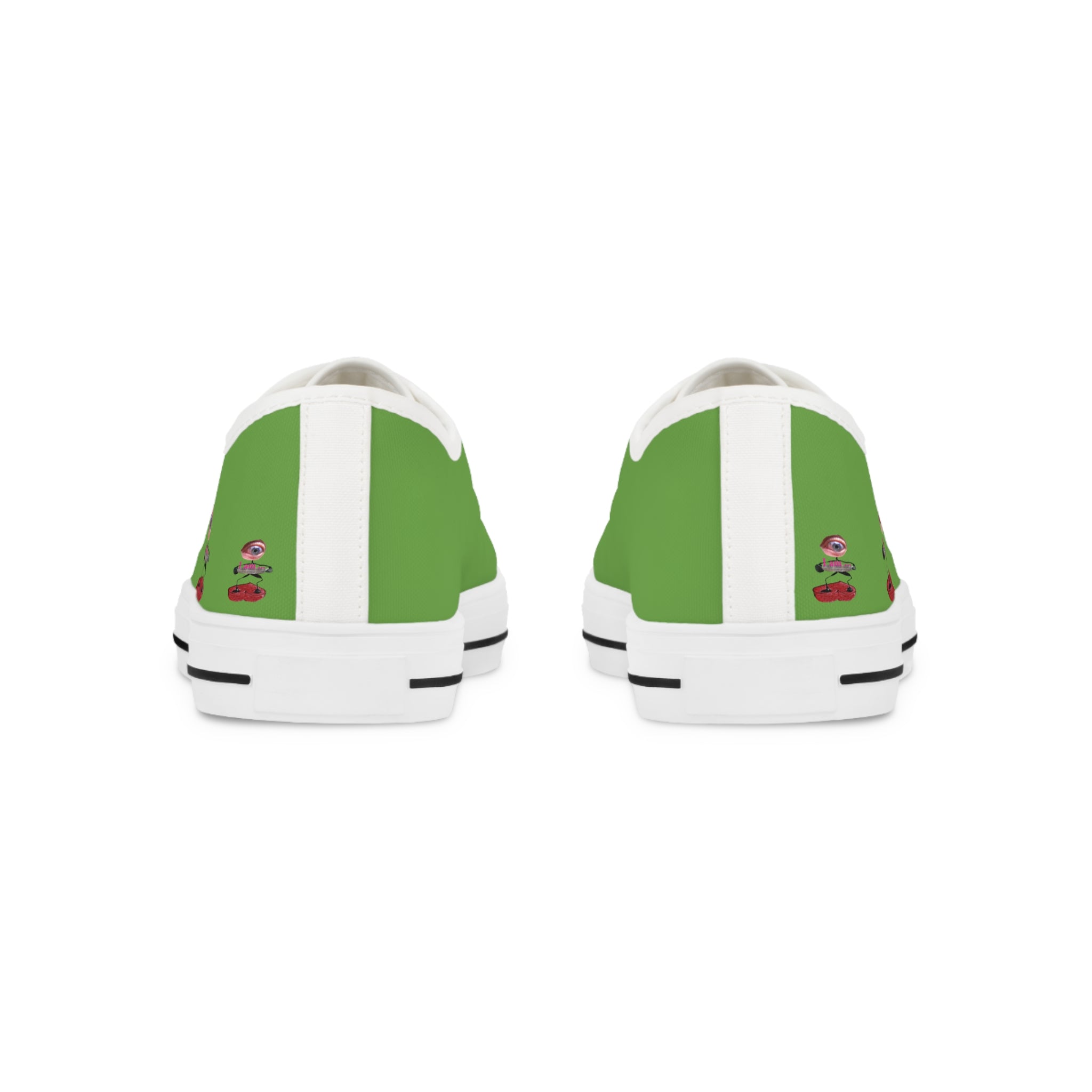 I Am – Men’s Surreal Eye Low-Top Canvas Sneakers – Green Background