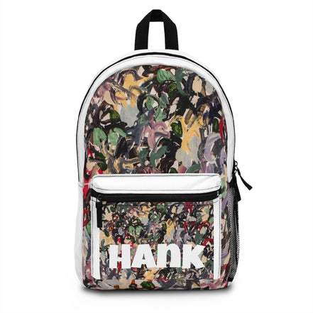 HANK abstract brushstroke art backpack with multicolor paint pattern by WG Patrick Studios.