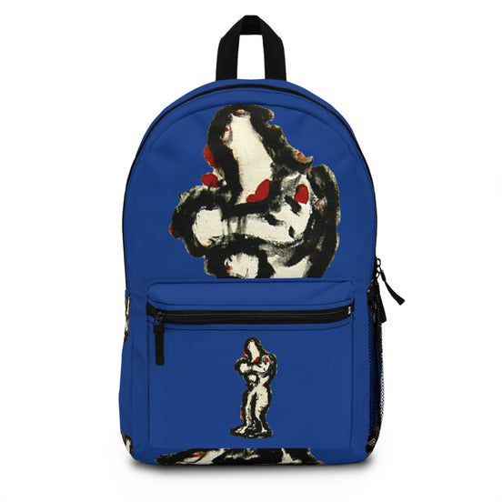 Abstract lighter skin figure on dark blue background backpack, inTense artwork by WG Patrick Studios.