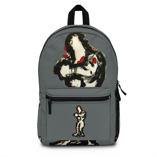 Abstract figure art backpack on dark grey background from the inTense line by WG Patrick Studios.