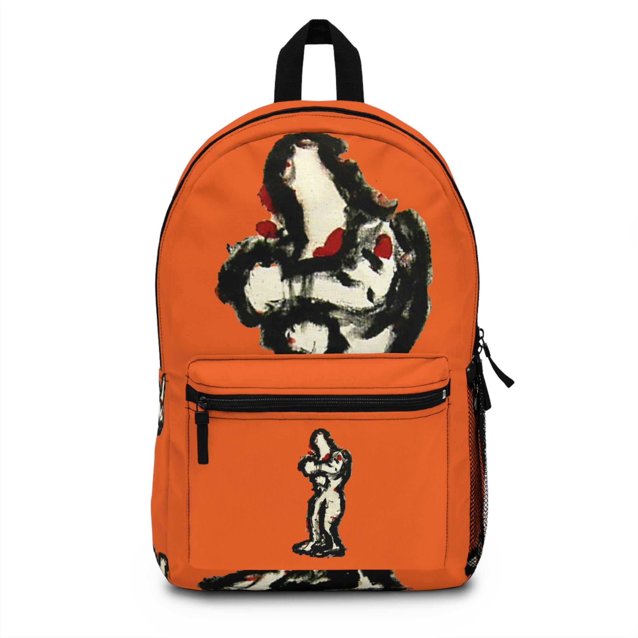 Abstract figure art backpack on dark orange background from the inTense line by WG Patrick Studios.