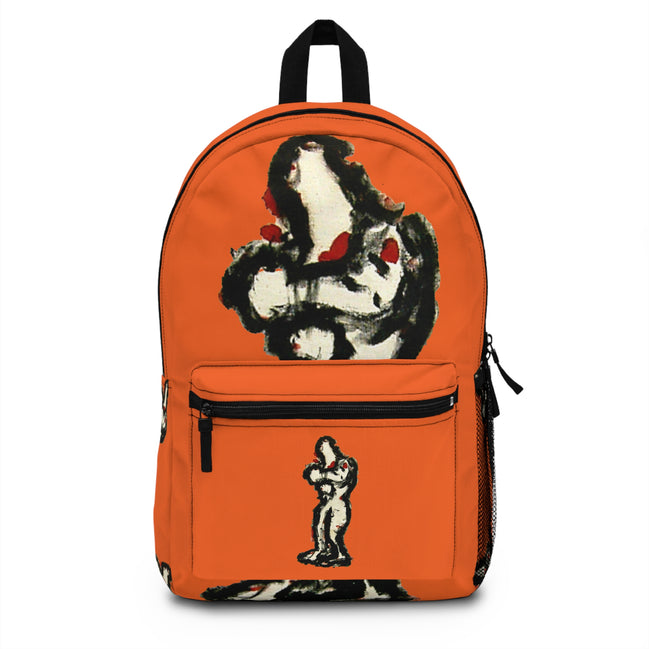 Abstract figure art backpack on dark orange background from the inTense line by WG Patrick Studios.