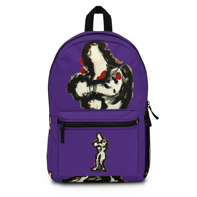 Abstract lighter skin figure on dark purple background backpack, inTense artwork by WG Patrick Studios.