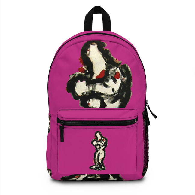 Abstract lighter skin figure on hot pink background backpack, inTense artwork by WG Patrick Studios.