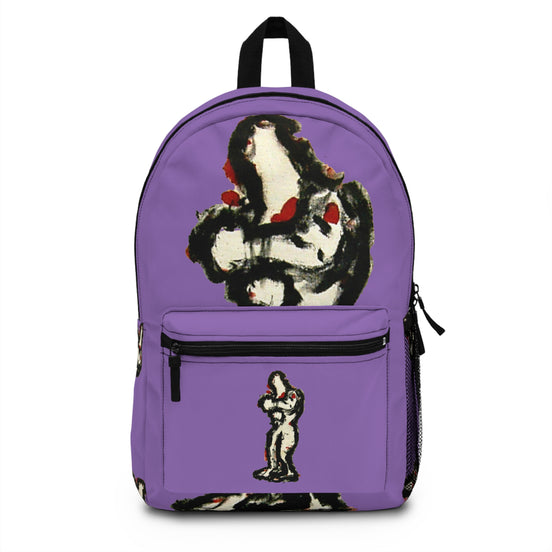 Abstract lighter skin figure on light purple background backpack, inTense artwork by WG Patrick Studios.
