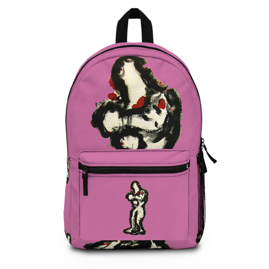 Abstract lighter skin figure on pink background backpack, inTense artwork by WG Patrick Studios.