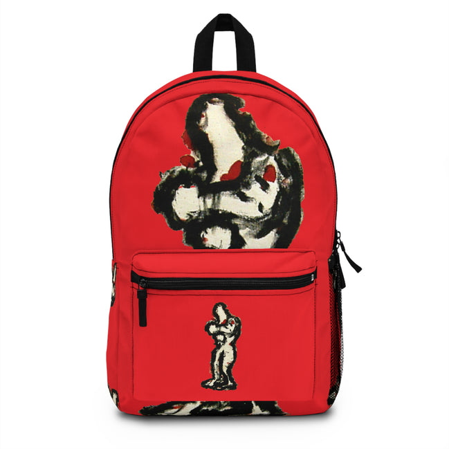 Abstract figure art backpack on red background from the inTense line by WG Patrick Studios.