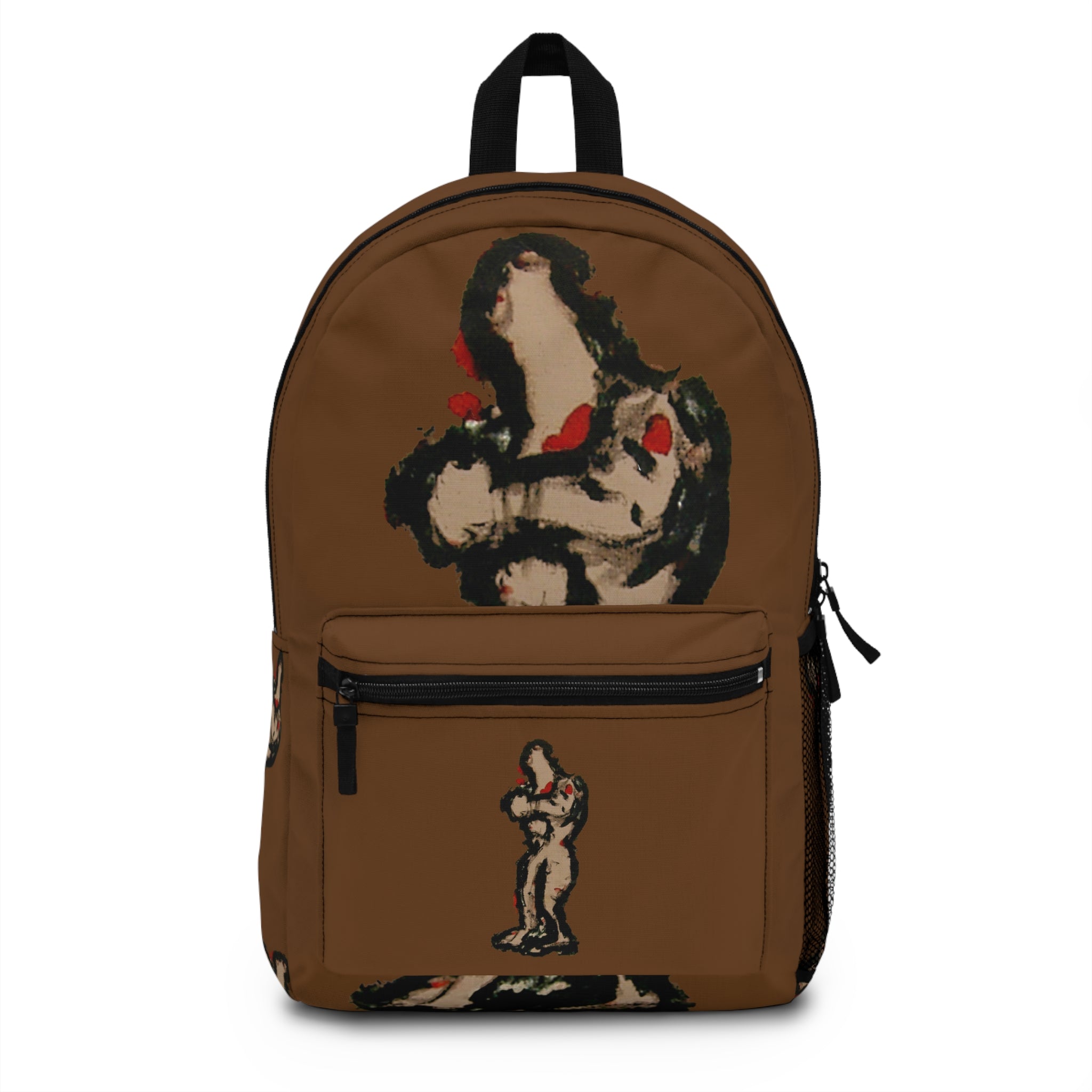 Abstract figure art backpack with brown skin figure on brown background from the inTenseA line by WG Patrick Studios.