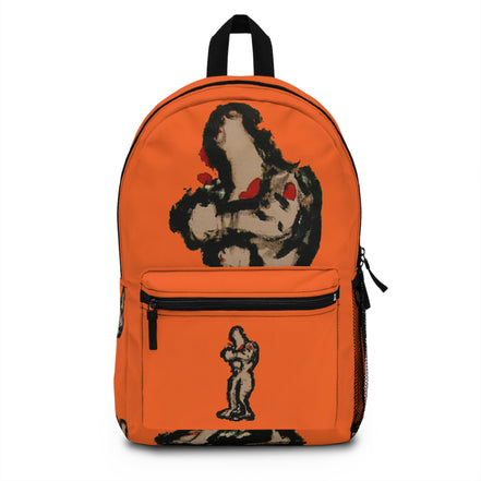 Abstract figure art backpack with brown skin figure on dark orange background from the inTenseA line by WG Patrick Studios.