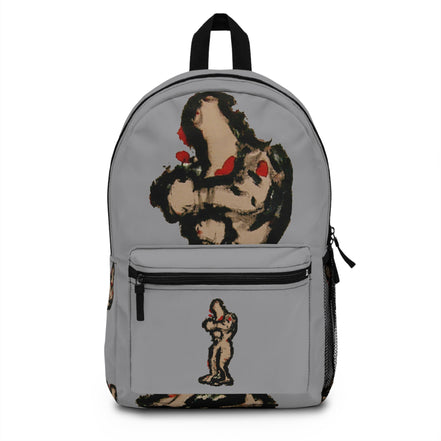 Abstract figure art backpack with brown skin figure on grey background from the inTenseA line by WG Patrick Studios.