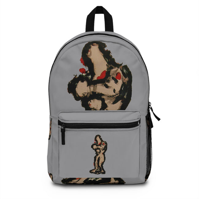 Abstract figure art backpack with brown skin figure on grey background from the inTenseA line by WG Patrick Studios.