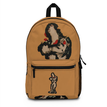 Abstract deep brown skin figure on light brown background backpack, inTenseA artwork by WG Patrick Studios.
