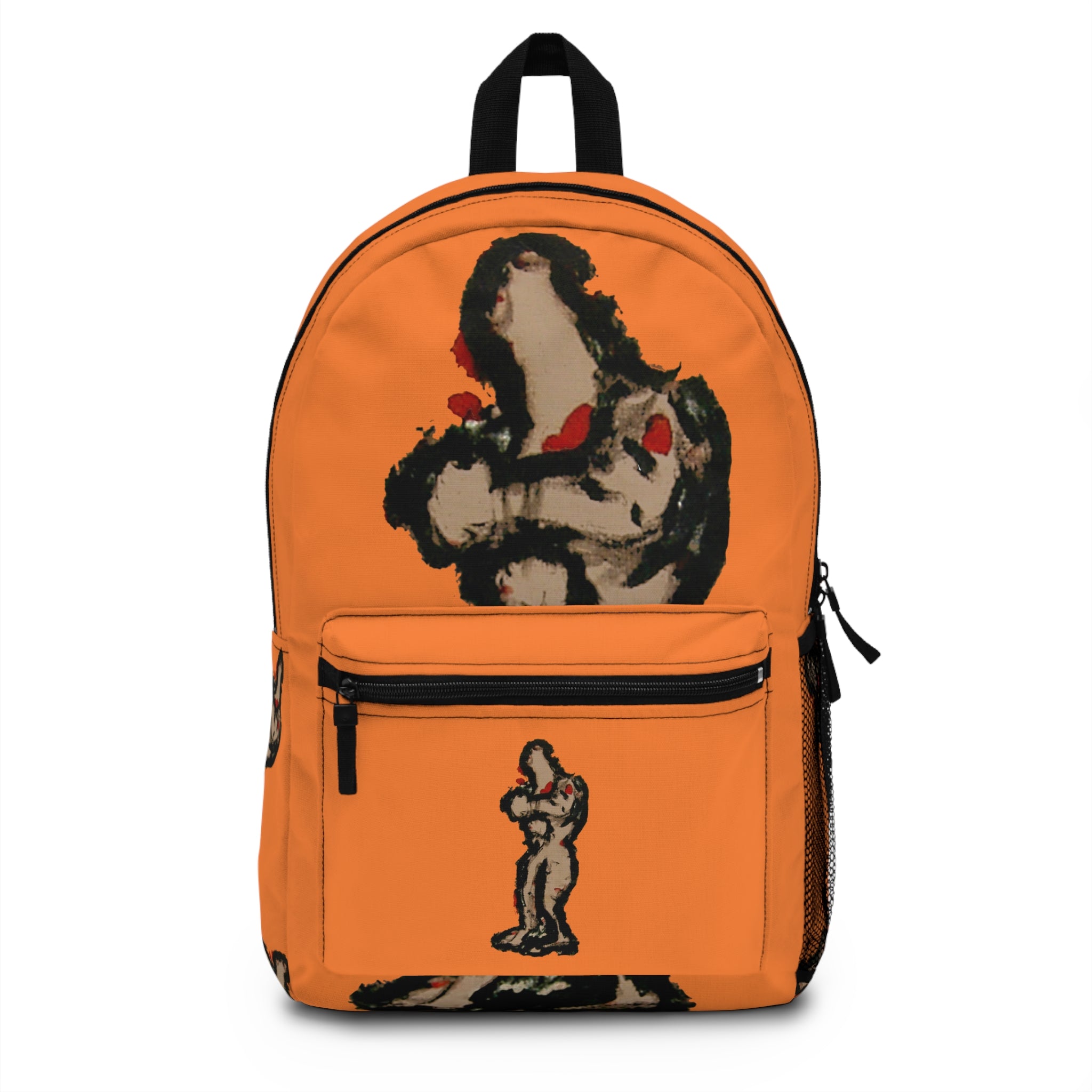 Abstract figure art backpack with brown skin figure on light orange background from the inTenseA line by WG Patrick Studios.