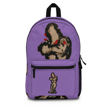 Abstract deep brown skin figure on light purple background backpack, inTenseA artwork by WG Patrick Studios.