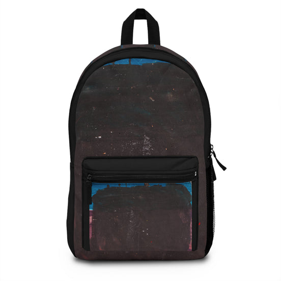 Abstract painted mountain range backpack in black and charcoal tones, Mountain Range artwork by WG Patrick Studios.