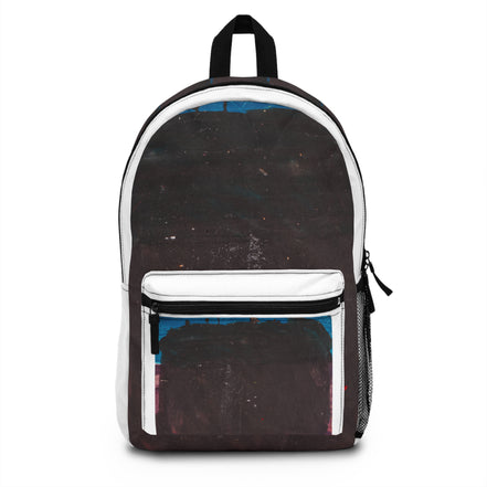 Abstract painted mountain range backpack in dark neutral tones, Mountain Range artwork by WG Patrick Studios.