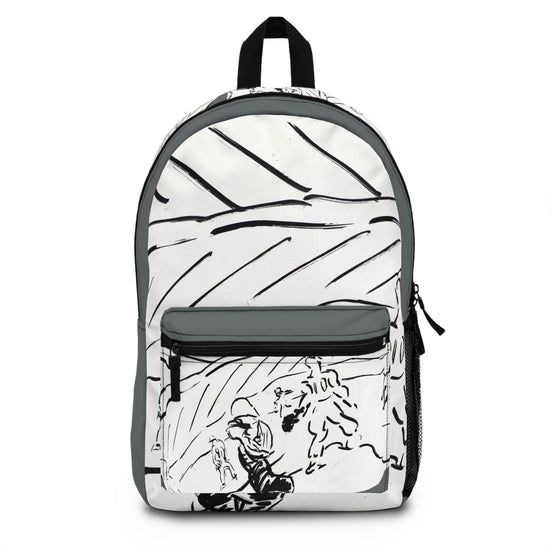 Sketch-style abstract art backpack in light grey tones from the PlayField series by WG Patrick Studios.